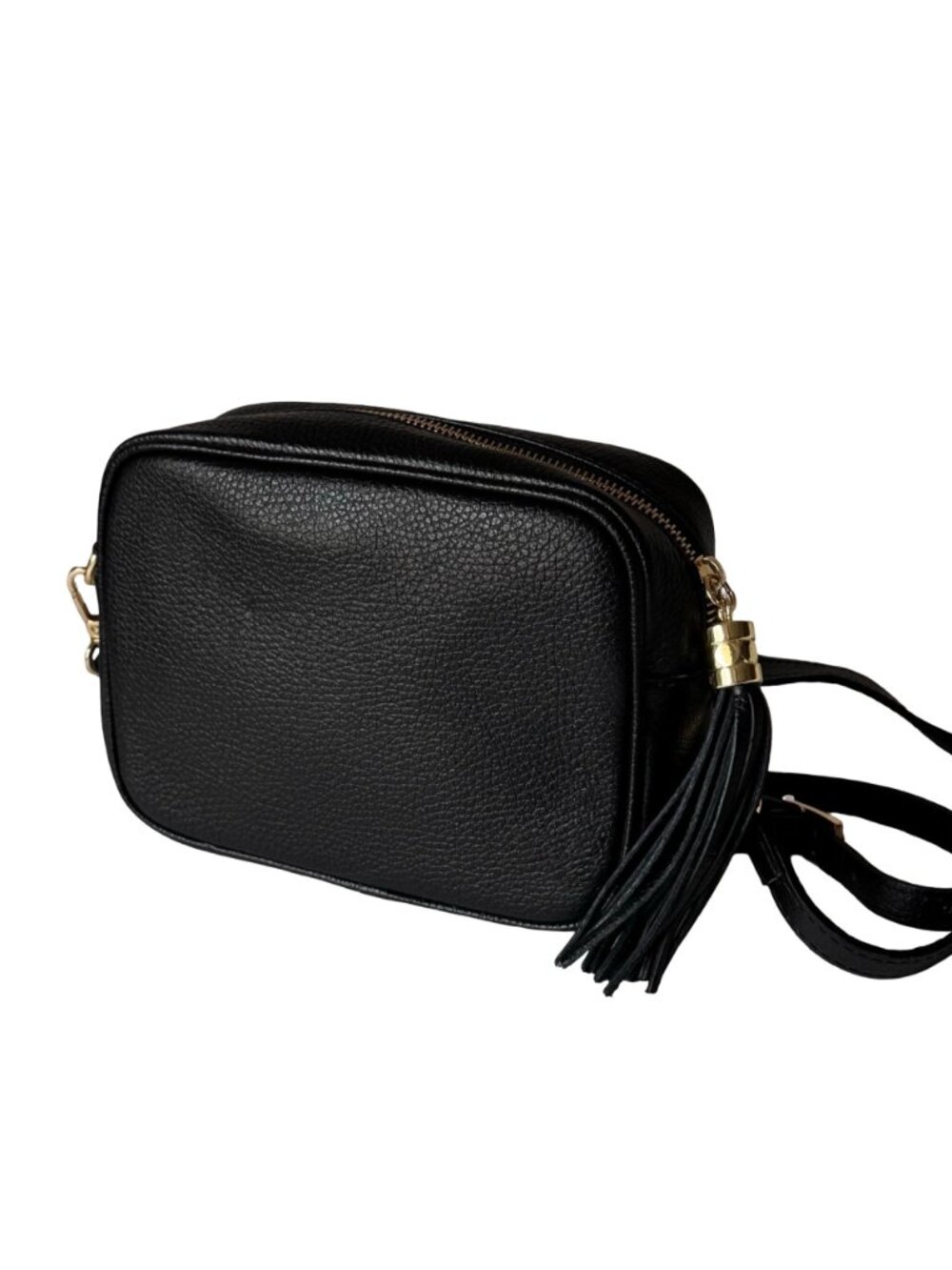 Borse in Pelle Italian Leather Crossbody Camera Bag Black Tassel Preppy - Picture 11 of 16